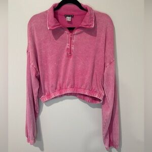 VENUS Pink Half-Zip Cropped Sweatshirt